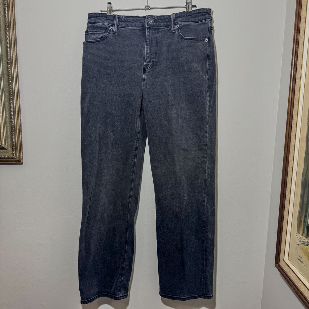 Hudson Los Angeles High Rise Straight Leg Jeans Washed Charcoal Black Grey 10